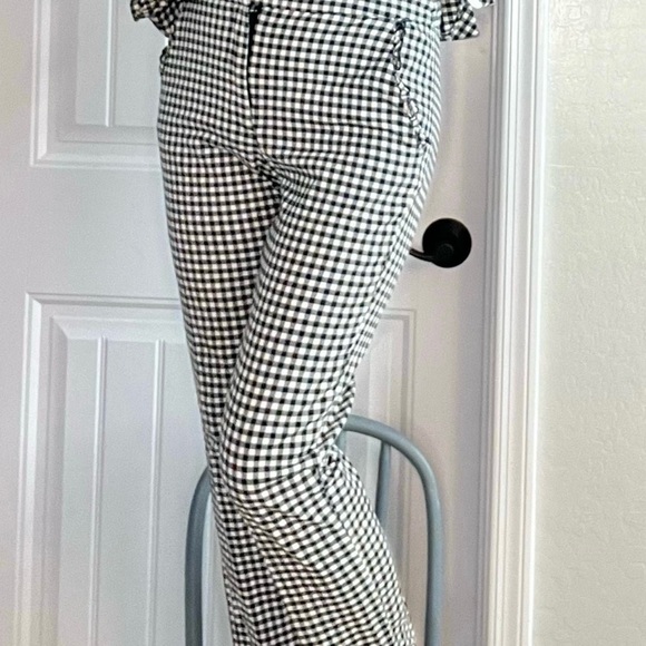Zara Black & White Gingham Checked Ankle Crop Pants Medium Like New - Picture 3 of 12